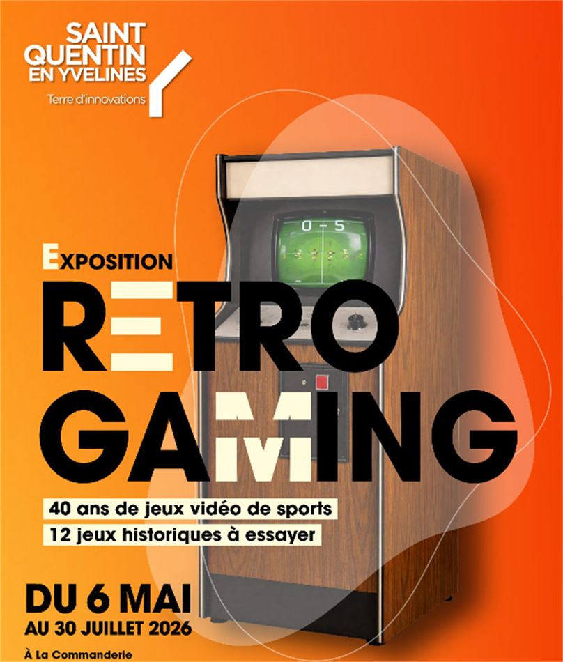 Affiche de l'exposition Retrogaming à La Commanderie, Saint-Quentin-en-Yvelines